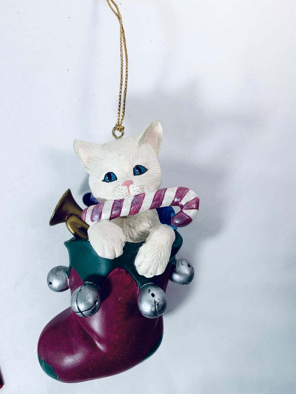 Lenox Cat 1999 Christmas Stocking Surprise Cat Ornament